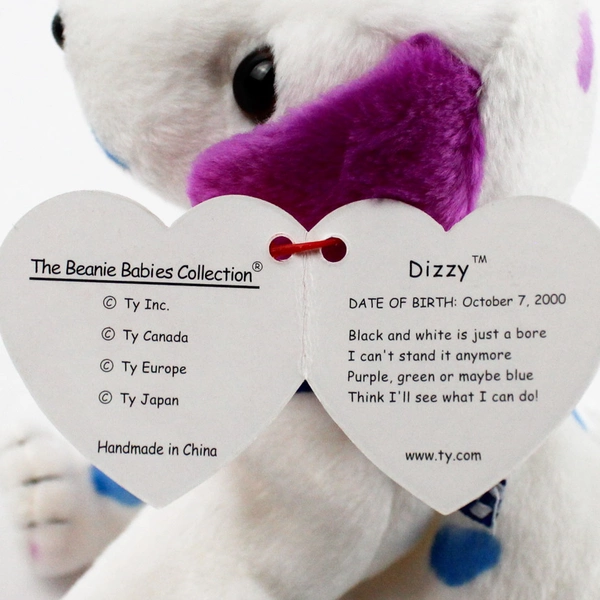 TY Beanie Baby Dizzy the Dalmatian Spotted Blue and Pink 2001 Tags Collectible