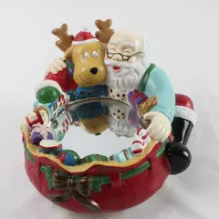 Transfar Int'l Corp Santa Claus & Reindeer Wind-Up Music Player 6" Holiday Decor