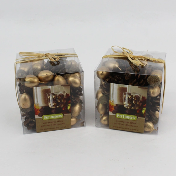 2 Pier 1 Imports Fall Acorn And Pine Cones Golden Decorative Bowl Or Vase Filler