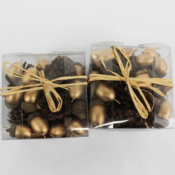 2 Pier 1 Imports Fall Acorn And Pine Cones Golden Decorative Bowl Or Vase Filler