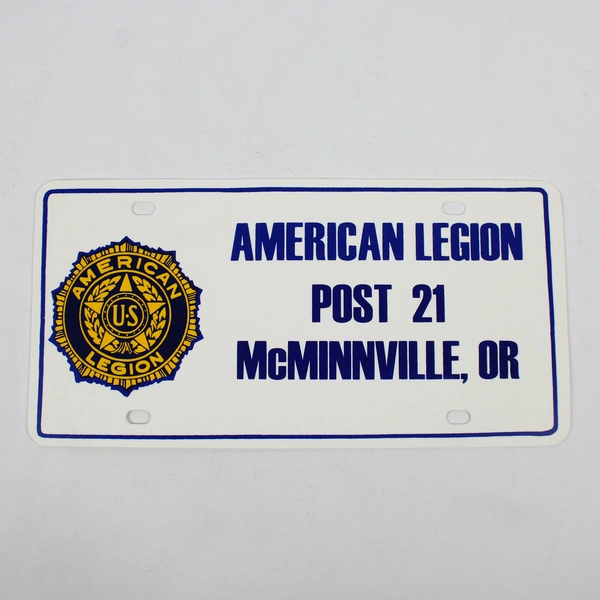 Unbranded American Legion Plastic License Plate McMinnville, Oregon Post 21