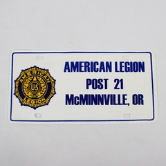 Unbranded American Legion Plastic License Plate McMinnville, Oregon Post 21