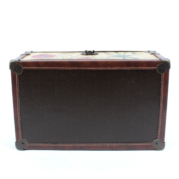Unbranded Decorative Floral Wood Faux Leather and Metal Trunk Box