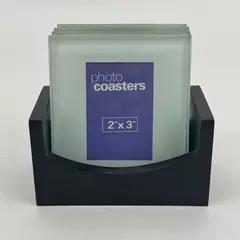 Set of 4 Cherished Accents Glass Photo Coasters with Display Box 2x3 Photos