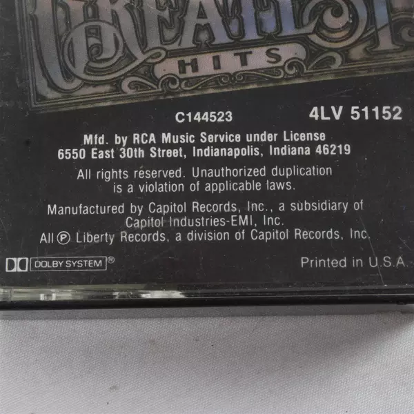 Kenny Rogers 20 Greatest Hits Cassette Tape 1983 Liberty Records RCA Music