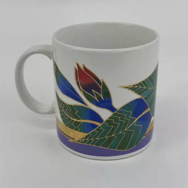 Laurel Burch Wild Hibiscus Coffee Mug Made In Japan Vintage 1990s