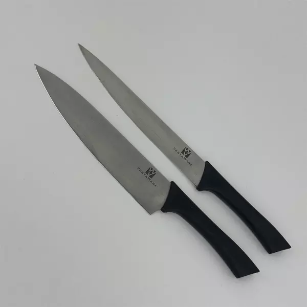 Vestaware Black Plastic Handle Chef and Utility Kitchen Knives