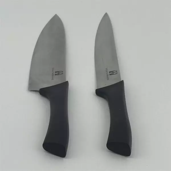 Vestaware Black Plastic Handle Chef and Utility Kitchen Knives