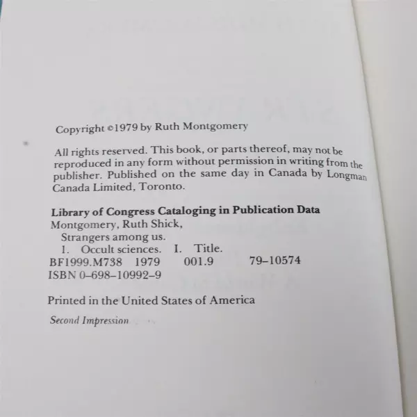 Strangers Among Us by Ruth Montgomery 1979 Hardcover 2nd Printing New Age Book