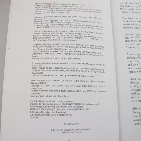 Morning Musings Book One by Captain Renda Brumbeloe