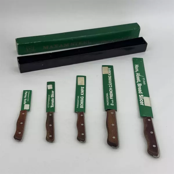 5 Piece Maxam Steel Knife Set Japan Wood Handle