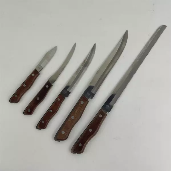 5 Piece Maxam Steel Knife Set Japan Wood Handle