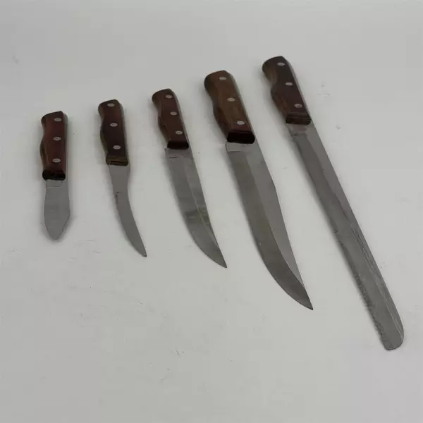 5 Piece Maxam Steel Knife Set Japan Wood Handle