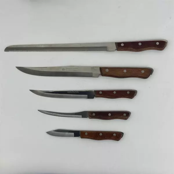 5 Piece Maxam Steel Knife Set Japan Wood Handle