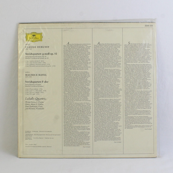 Debussy Ravel String Quartets LaSalle-Quartett German LP