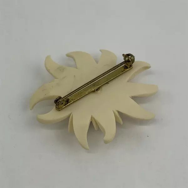 Vintage Ceramic Sunflower Brooch 2 Inch Diameter