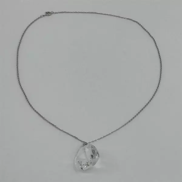 Faceted Teardrop Crystal Pendant Necklace With 22.5 Inch Silver Tone Chain