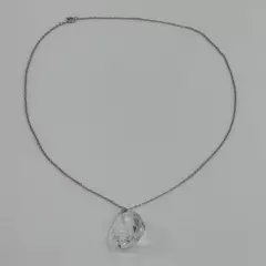 Faceted Teardrop Crystal Pendant Necklace With 22.5 Inch Silver Tone Chain