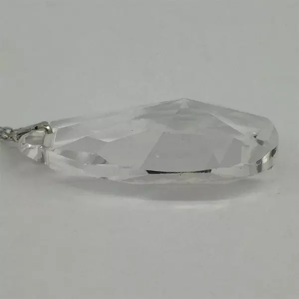 Faceted Teardrop Crystal Pendant Necklace With 22.5 Inch Silver Tone Chain