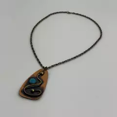 Handmade Copper Brass Turquoise Pendant Necklace 24 Inch