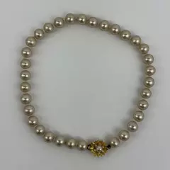 14" Vintage Box Clasp Faux Pearl Choker Necklace