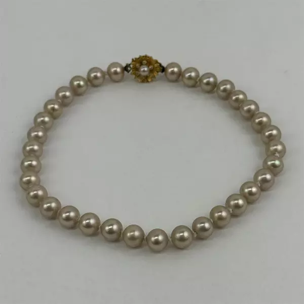 14" Vintage Box Clasp Faux Pearl Choker Necklace
