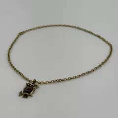  Tigers Eye Owl Pendant Necklace with Gold Tone Chain 18.5 Inch