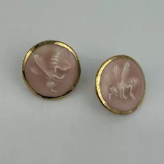 Handmade Round Pink Enamel And Ceramic Bee Stud Post Earrings
