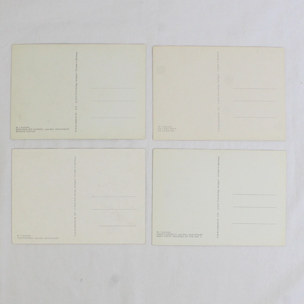 Lot of 4 Vintage M.I. Hummel Postcards Child Illustrations Unused