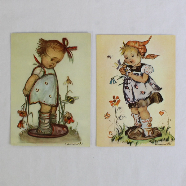 Lot of 4 Vintage M.I. Hummel Postcards Child Illustrations Unused