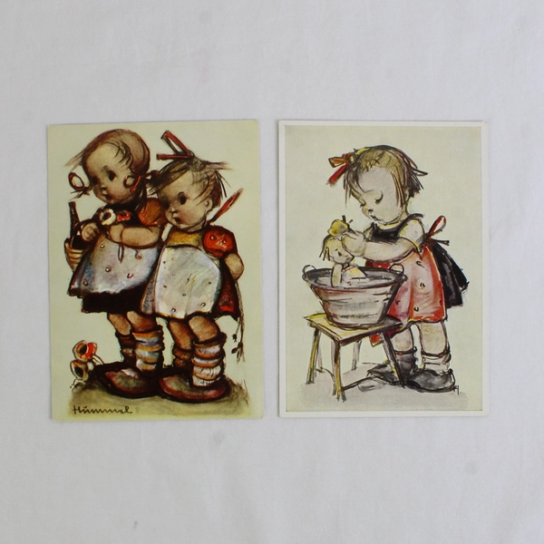 Lot of 4 Vintage M.I. Hummel Postcards Child Illustrations Unused