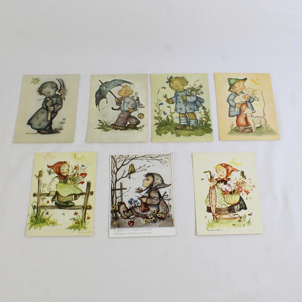 Lot of 7 Vintage M.I. Hummel Postcards Child Illustrations Unused