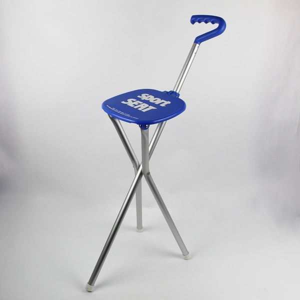 Unbranded Sport Seat Folding Seat and Walking Stick Blue Metal/Plastic Max 250lb