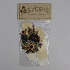 NIP Old Print Factory Victorian Candy Box Pansy Flower Design