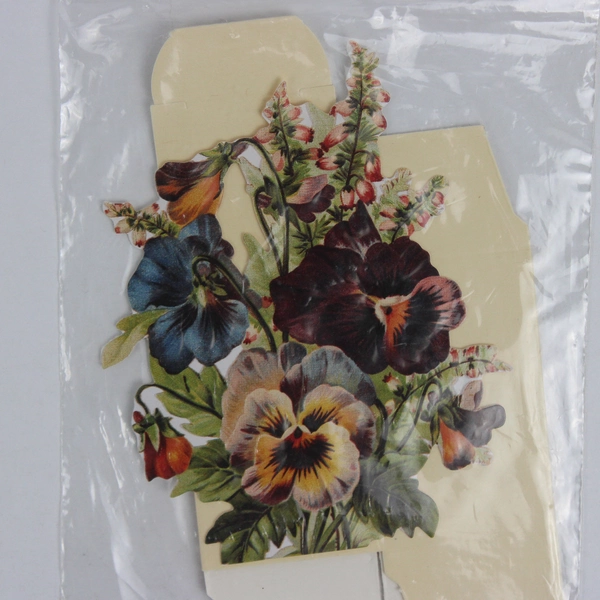 NIP Old Print Factory Victorian Candy Box Pansy Flower Design
