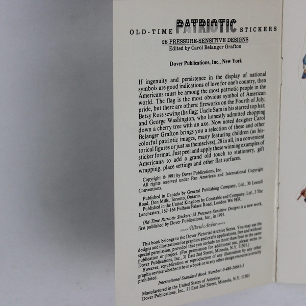 VTG 1991 Dover Old-Time Patriotic Stickers by Carol Belanger Grafton