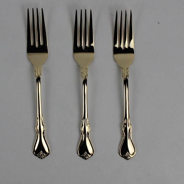 Set of 3 Cambridge Silver Jessica Stainless Gold Electroplate Dinner Forks New