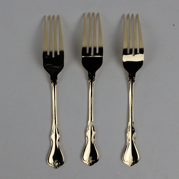 Set of 3 Cambridge Silver Jessica Stainless Gold Electroplate Dinner Forks New