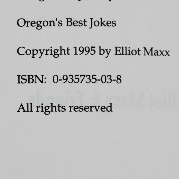 Oregon's Best Jokes by Elliot Maxx and Friends 1995 Paperback Good