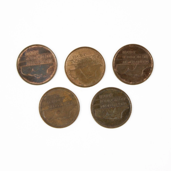 Lot of 5 Netherlands 5 Cent Coins Beatrix Circulated Bronze Coins 80s 90s