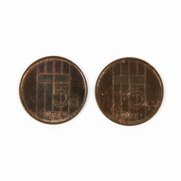 Lot of 5 Netherlands 5 Cent Coins Beatrix Circulated Bronze Coins 80s 90s