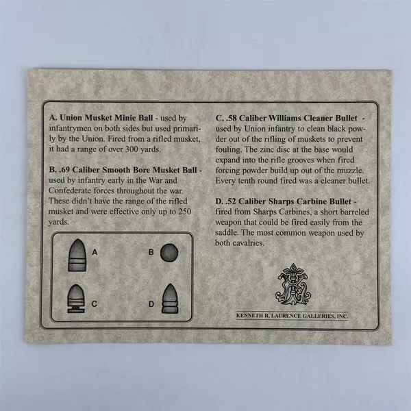 L.E. Kenneth Laurence Galleries Civil War Bullet Collection with COA And Case