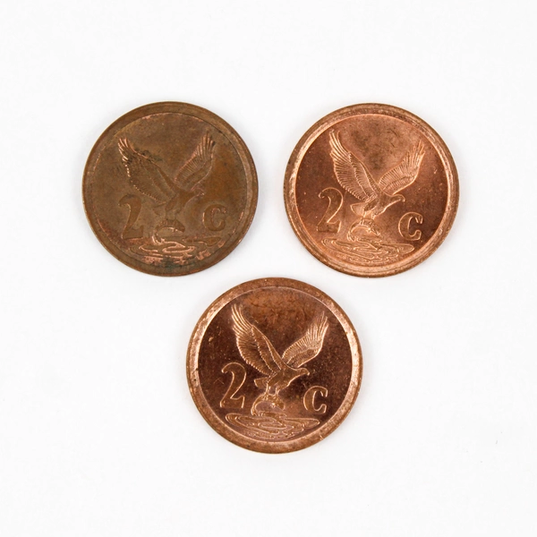 Lot of 5 South Africa 2 Cent Circulated Coins 1994 and 1997