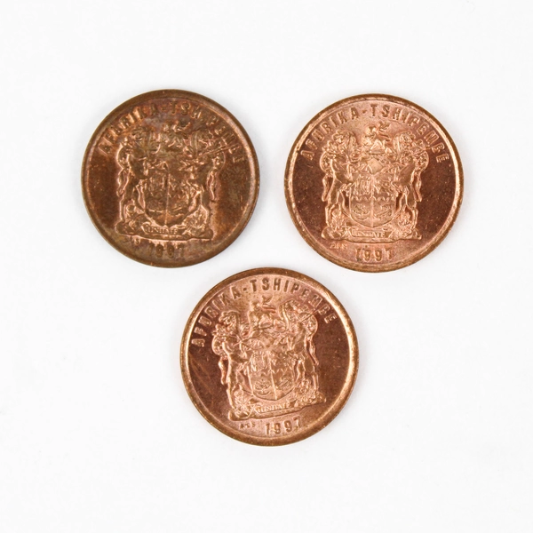 Lot of 5 South Africa 2 Cent Circulated Coins 1994 and 1997