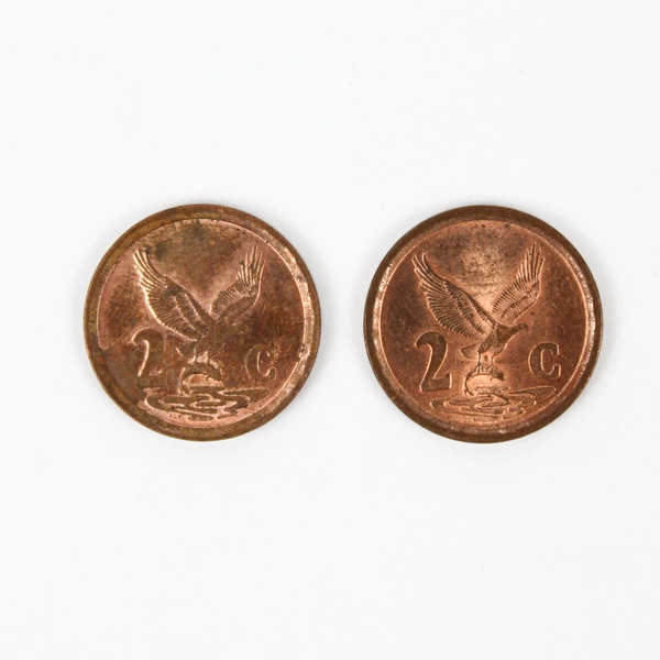 Lot of 5 South Africa 2 Cent Circulated Coins 1994 and 1997