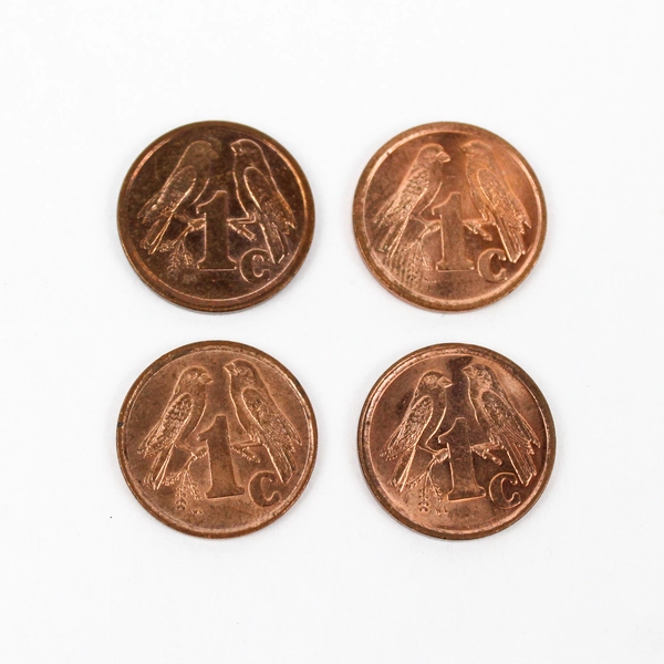 Lot of 4 South Africa 1 Cent Circulated Coins 1996 and 1998