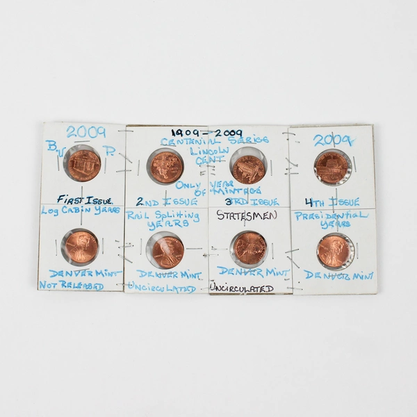 8 Piece Set Lincoln 2009 Bicentennial Series Uncirculated Pennies Denver Mint