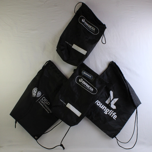 Lot of 4 Branded Black Drawstring Bags