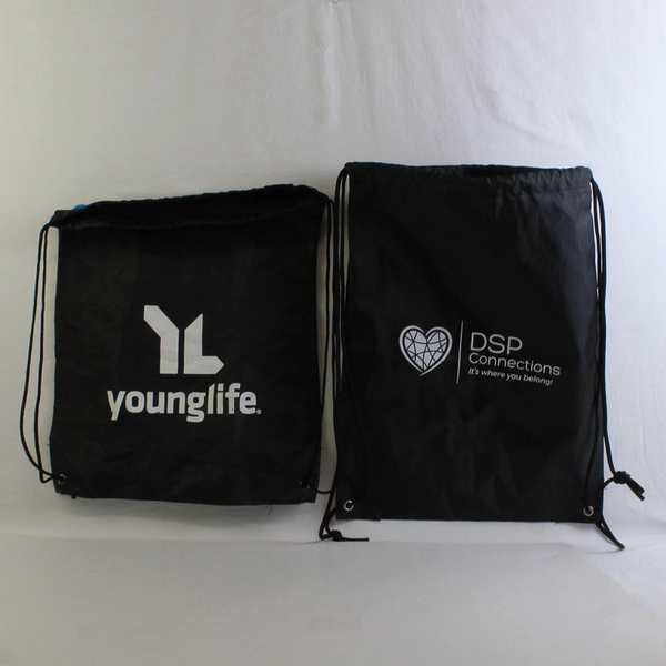 Lot of 4 Branded Black Drawstring Bags