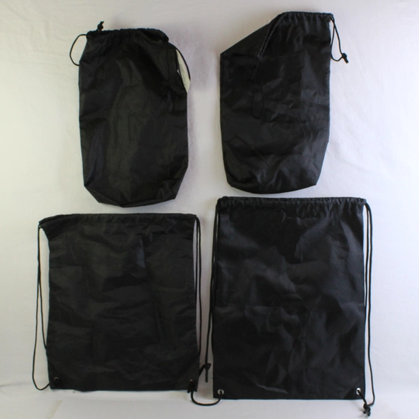 Lot of 4 Branded Black Drawstring Bags